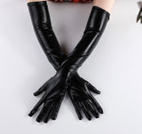 Leather look gloves